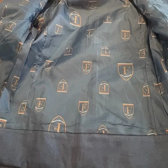“F Collections" Jacket Size Small Blue Suede Zippered Front Long Sleeve Hooded - Picture 2 of 8
